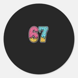 67 IJsdruppel Meme Zes Zeven Grappig Gen Alpha D Ronde Sticker