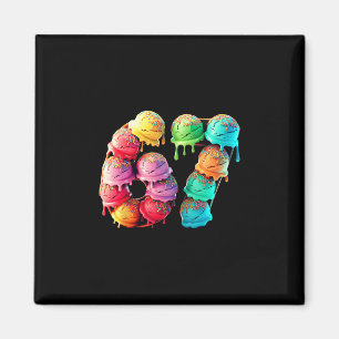 67 IJsschep Drip Nummer Kleurrijke Sport Stijl Magneet