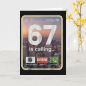 67 Is Calling Funny Gen Z Slang Meme Phone Screen  Kaart (Gele Bloem)