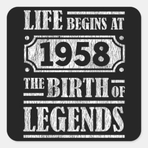 67 jaar oud 1958 Geboorte van de legende 67e verja Vierkante Sticker