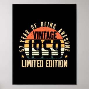 67 jaar oud vintage 1959 67e verjaardag cadeaus ma poster
