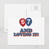 67 jaar Oude design Briefkaart (Voorkant / Achterkant)