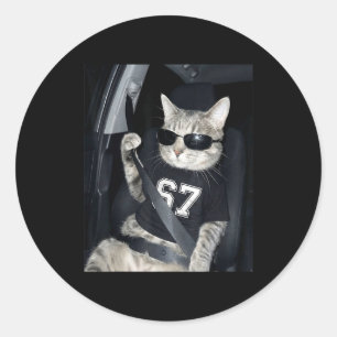 67 Kat Bril Dragend Gen Alpha Grappig Zes Zeven 6 Ronde Sticker