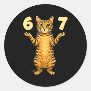67 kat meme grappige Gen Alpha straattaal humor vo Ronde Sticker