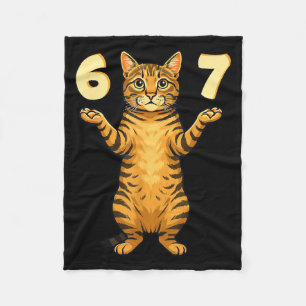 67 kattenmeme grappige Gen Alpha-slanghumor voor t Fleece Deken