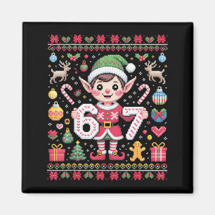 67 Kerst Elf Lelijk T-shirt Schattig 6 7 Meme Kers Magneet
