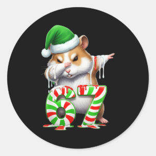 67 Kerst Grappig 67 Brainrot Jeugd Kinderen Hamste Ronde Sticker