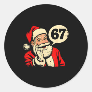 67 Kerst Grappig Zes Zeven Meme Brainrot Kerstman  Ronde Sticker