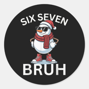 67 Kerst Grappig Zes Zeven Meme Brainrot Sneeuwman Ronde Sticker