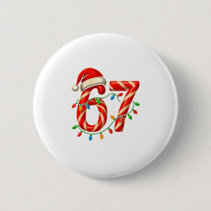 67 Kerst Meme Grappig Zes Zeven Kerstmis Lichtjes  Ronde Button 5,7 Cm