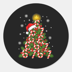 67 Kerstboom Candy Cane Vakantie Zes Zeven Herinne Ronde Sticker