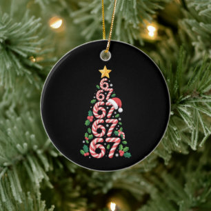 67 Kerstboom Candy Cane Vakantie Zes Zeven Keramisch Ornament