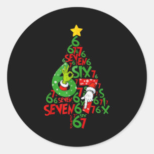 67 Kerstboom Xmas Vakantie Zes Zeven Meme Brein Ronde Sticker
