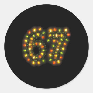 67 Kerstlichten 6 7 Meme Gen Alpha Jargon Ronde Sticker
