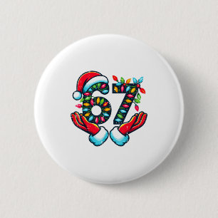 67 Kerstlichten Grappig Kerst 6 7 Meme Kerstmis  Ronde Button 5,7 Cm