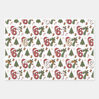 67 Kerstman Hoed Kerstmis Zes Zeven Grappige Spreu Inpakpapier Vel