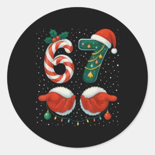 67 Kerstmis 6 7 Meme Pyjama's Vakantie Gen Alpha S Ronde Sticker