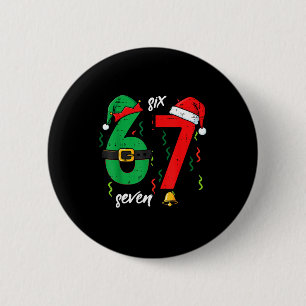 67 Kerstmis Grappig 6 7 Meme Zes Zeven Xmas Jongen Ronde Button 5,7 Cm