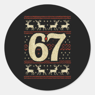 67 Kersttrui Lelijk 6 7 Meme Zes Zeven Mason Ronde Sticker