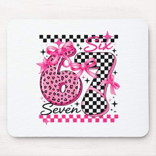 67 Leopard Checkered Six Seven Meme 6-7 Teachers Muismat (Voorkant)