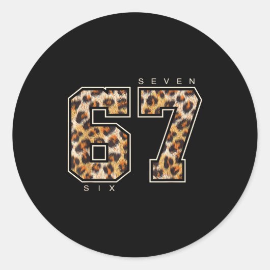 67 Leopard Pattern Retro Sixty Seven Animal Skin S Ronde Sticker (Voorkant)