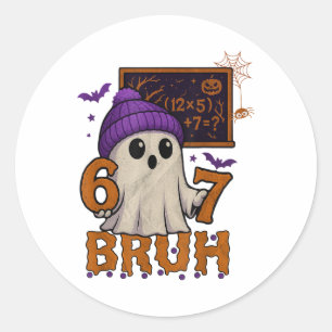 67 Leraar Halloween Geest Zes Zeven Meme Wiskunde Ronde Sticker