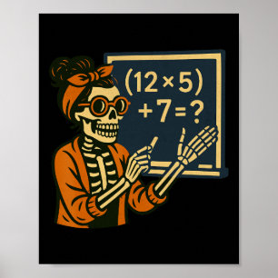 67 Leraar Halloween Skelet Zes Zeven Meme Brein Poster