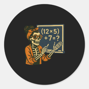 67 Leraar Halloween Skelet Zes Zeven Meme Brein Ronde Sticker