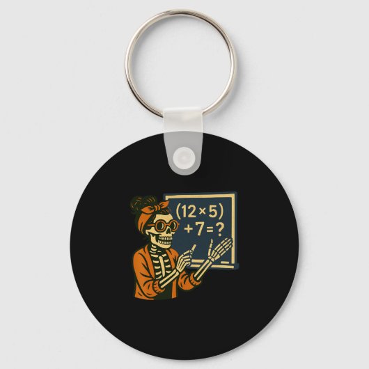 67 Leraar Halloween Skelet Zes Zeven Meme Brein Sleutelhanger (Voorkant)