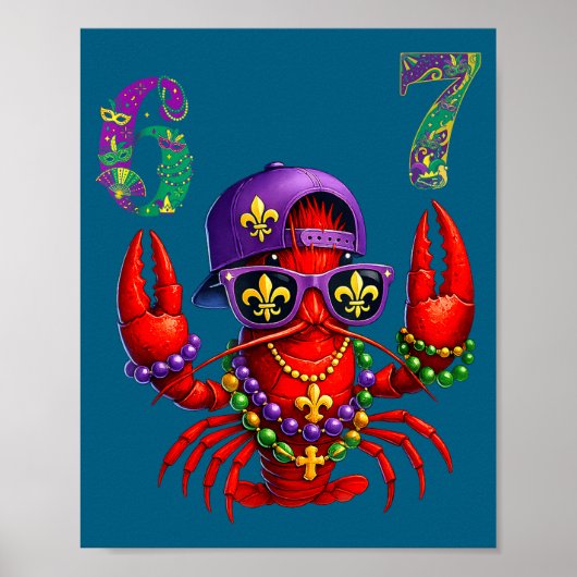 67 Mardi Gras Crawfish Beads Six Seven Carnival Bo Poster (Voorkant)