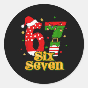 67 Mas Meme Candy Cane Zes Zeven Kinderen Mannen V Ronde Sticker