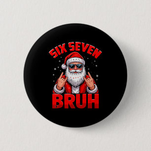 67 Meme 6 7 Grappige Kerstman Santa Rock On Zes Ze Ronde Button 5,7 Cm