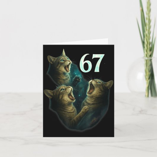 67 Meme Cat Howling At 67 Funny 6 7 Kaart (Voorkant)