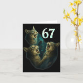 67 Meme Cat Howling At 67 Funny 6 7 Kaart (Gele Bloem)