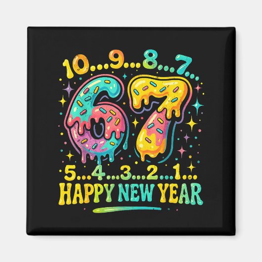 67 Meme Countdown Happy New Year Funny Drip Number Magneet (Voorkant)