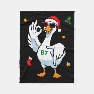 67 Meme Domme Gans 6 7 Grappige Zes Zeven Kerstmis Fleece Deken