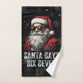 67 Mème Drôle Santa dit Six Sept Noël (Serviette à main)