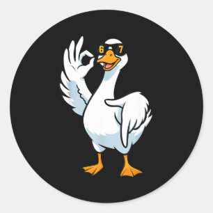 67 Meme Dwaze Gans 6 7 Grappige Zes Zeven 6-7 Gen Ronde Sticker