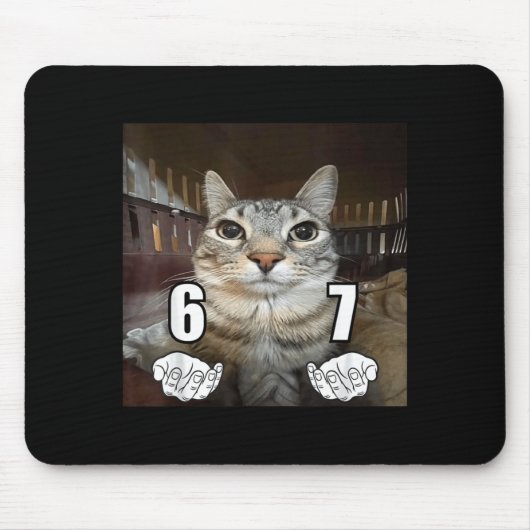 67 Meme Funny Cat Six Seven Meme 6 7 Muismat (Voorkant)