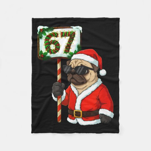 67 Meme Funny Six Seven Christmas Pug Dog Lover  Fleece Deken (Voorkant)