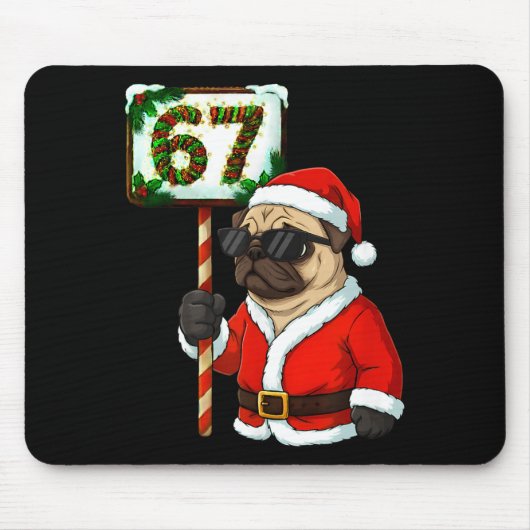 67 Meme Funny Six Seven Christmas Pug Dog Lover  Muismat (Voorkant)