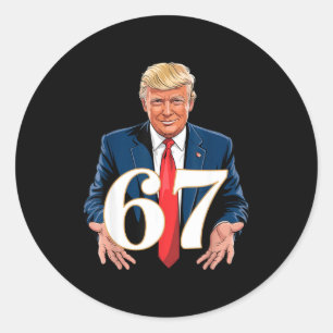 67 Meme Grappige Trump 67 Handen Meme Sla 6 7 Hand Ronde Sticker
