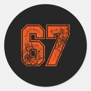 67 Meme Grappige Zes Zeven Gen Alpha Halloween Pom Ronde Sticker