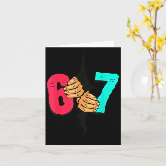 67 Meme Grappige Zes Zeven Gen Alpha Slaag Kerstmi Kaart (Gele Bloem)