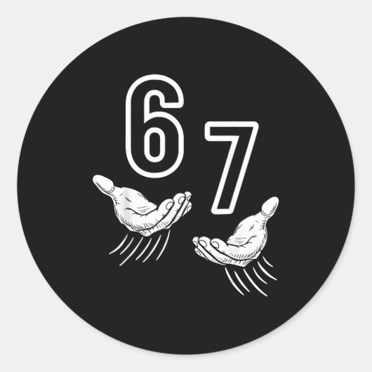 67 Meme Hand  Ronde Sticker (Voorkant)