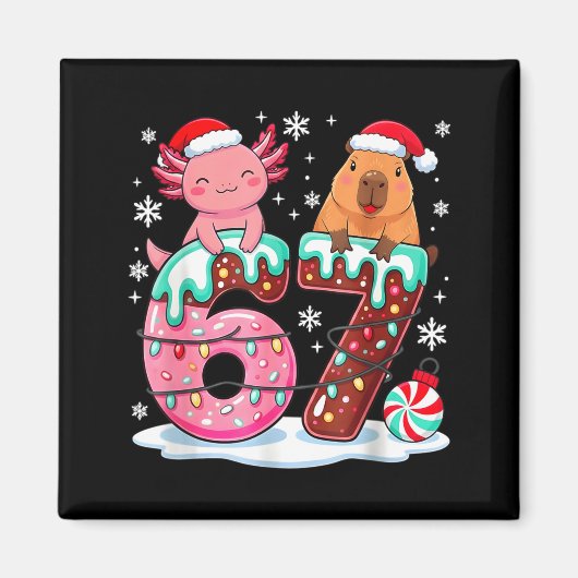 67 Meme Kawaii Axolotl Capybara Christmas Ice Crea Magneet (Voorkant)