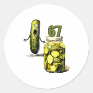 67 Meme Pickle Verrassing Een Pot Schijfjes Augurk Ronde Sticker