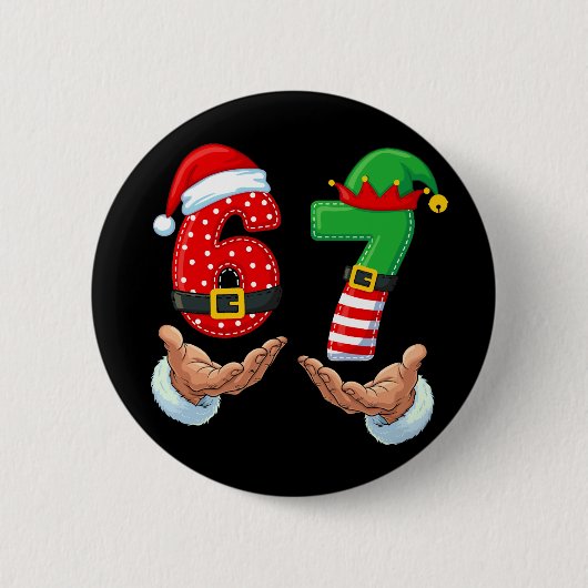 67 Meme Santa's Hands Ronde Button 5,7 Cm (Voorkant)