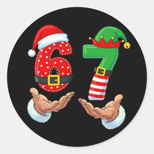 67 Meme Santa's Hands Ronde Sticker (Voorkant)