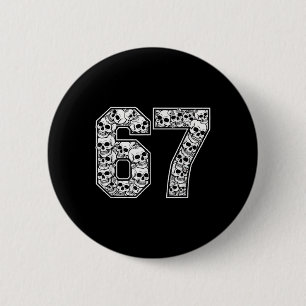 67 Meme Schedel Patroon Grafische Halloween Nummer Ronde Button 5,7 Cm